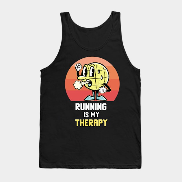 Running Is My Therapy Vintage Retro Motivational Tank Top by Dogefellas